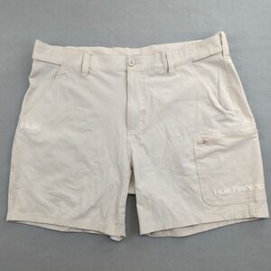 Huk Fishing Performance‎ Shorts Mens XXL 2XL Beige Utility Zip Pocket Outdoor